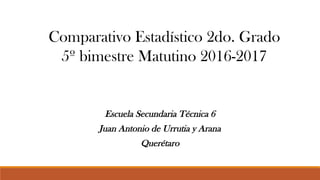 Comparativo Estadístico 2do. Grado
5º bimestre Matutino 2016-2017
Escuela Secundaria Técnica 6
Juan Antonio de Urrutia y Arana
Querétaro
 