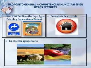 PROPÓSITO GENERAL – COMPETENCIAS MUNICIPALES EN
                    OTROS SECTORES


   En cultura                      ...