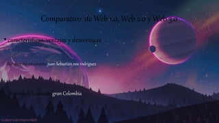 Comparativo de Web 1.0, Web 2.0 y Web 3.0
•características, ventajas y desventajas
Nombre del estudiante: juan Sebastián roa rodriguez
Nombre de la escuela: gran Colombia
 