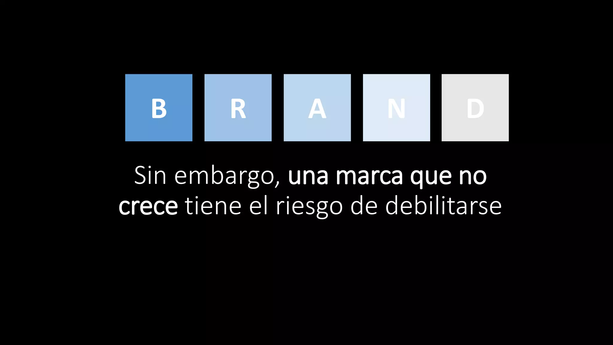 Sin embargo, una marca que no
crece tiene el riesgo de debilitarse
B NR A D