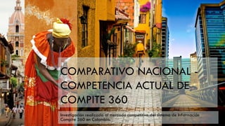 COMPARATIVO NACIONAL -
COMPETENCIA ACTUAL DE
COMPITE 360
Investigación realizada al mercado competitivo del sistema de Información
Compite 360 en Colombia.
 