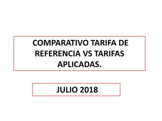 COMPARATIVO TARIFA DE
REFERENCIA VS TARIFAS
APLICADAS.
JULIO 2018
 