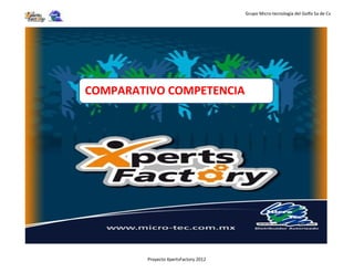 Grupo Micro-tecnología del Golfo Sa de Cv




COMPARATIVO COMPETENCIA




         Proyecto XpertsFactory 2012
 