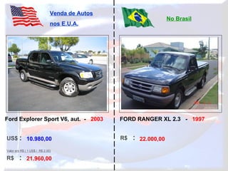 10.980,00 21.960,00 22.000,00 Ford Explorer Sport V6, aut.  -  2003 FORD RANGER XL 2.3  -  1997   