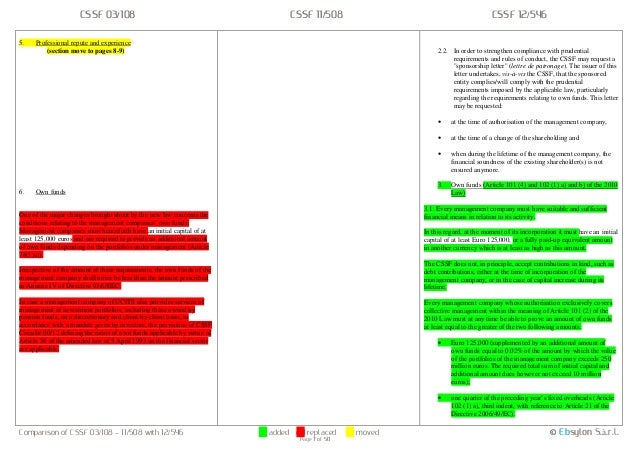 cssf management letter CSSF 12/546 of with Circular Comparison previously cssf management letter CSSF 12/546 of with Circular Comparison previously