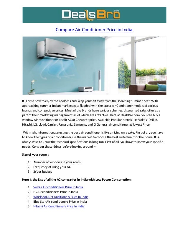 Compare air conditioner price in india
