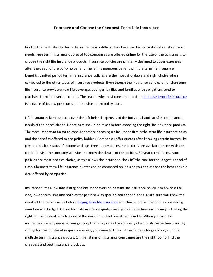 Compare And Choose The Cheapest Term Life Insurance Fascinating Compare Term Life Insurance Quotes Compare And Choose The Cheapest Term Life Insurance Fascinating Compare Term Life Insurance Quotes