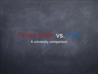 Texas State vs. Yale
A university comparison
 