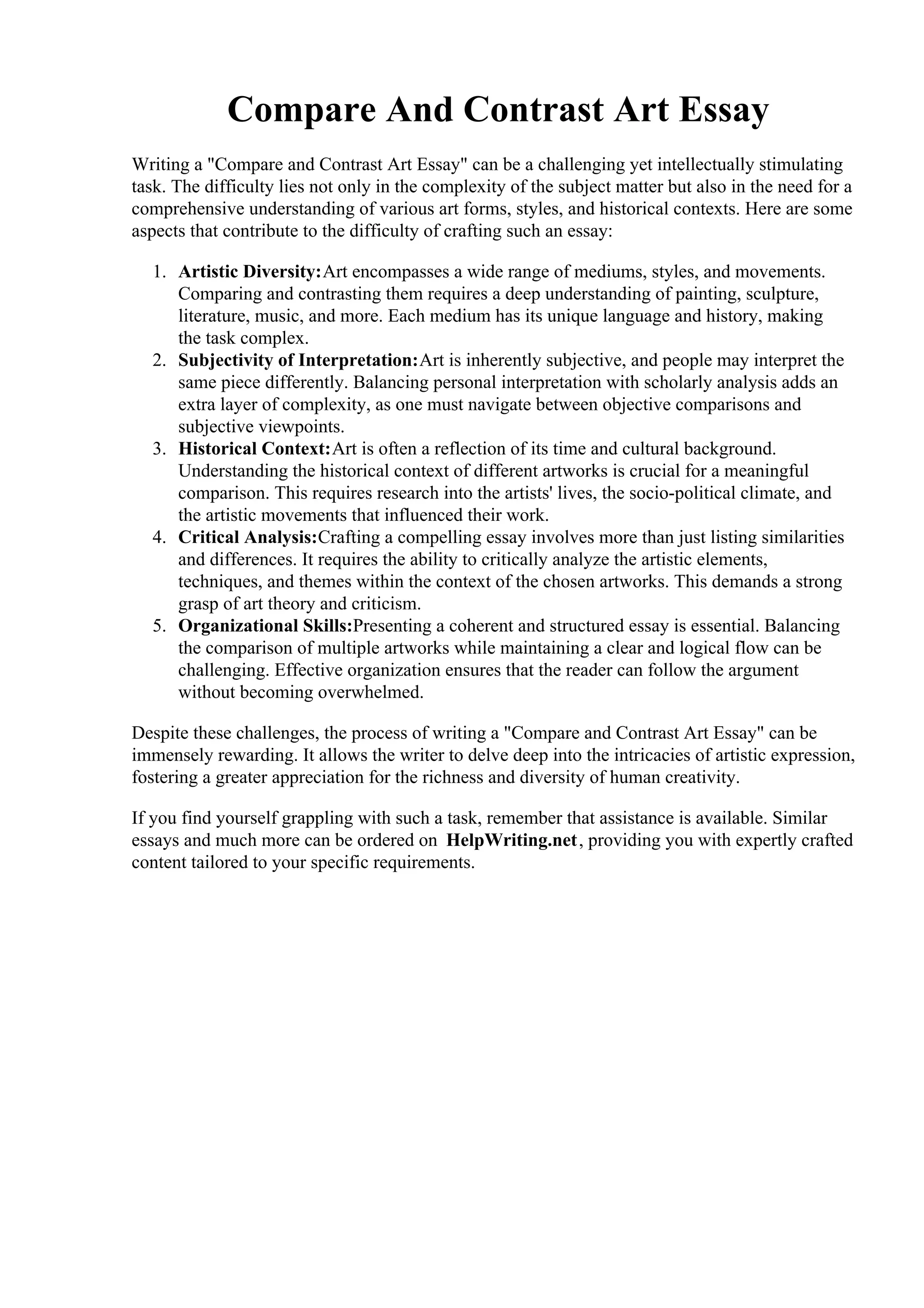 Compare And Contrast Art Essay. Compare And Contrast Art Essay 80