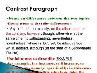 compare and contrast essay words