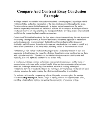 Compare And Contrast Essay Conclusion Example.pdf