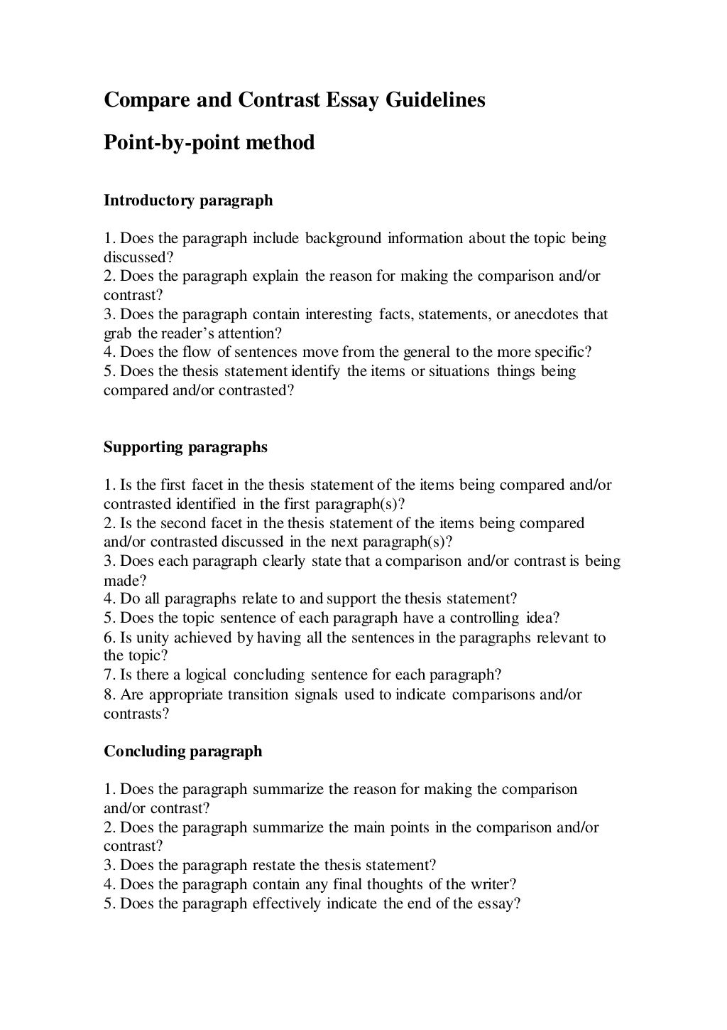 compare and contrast essay guidelines