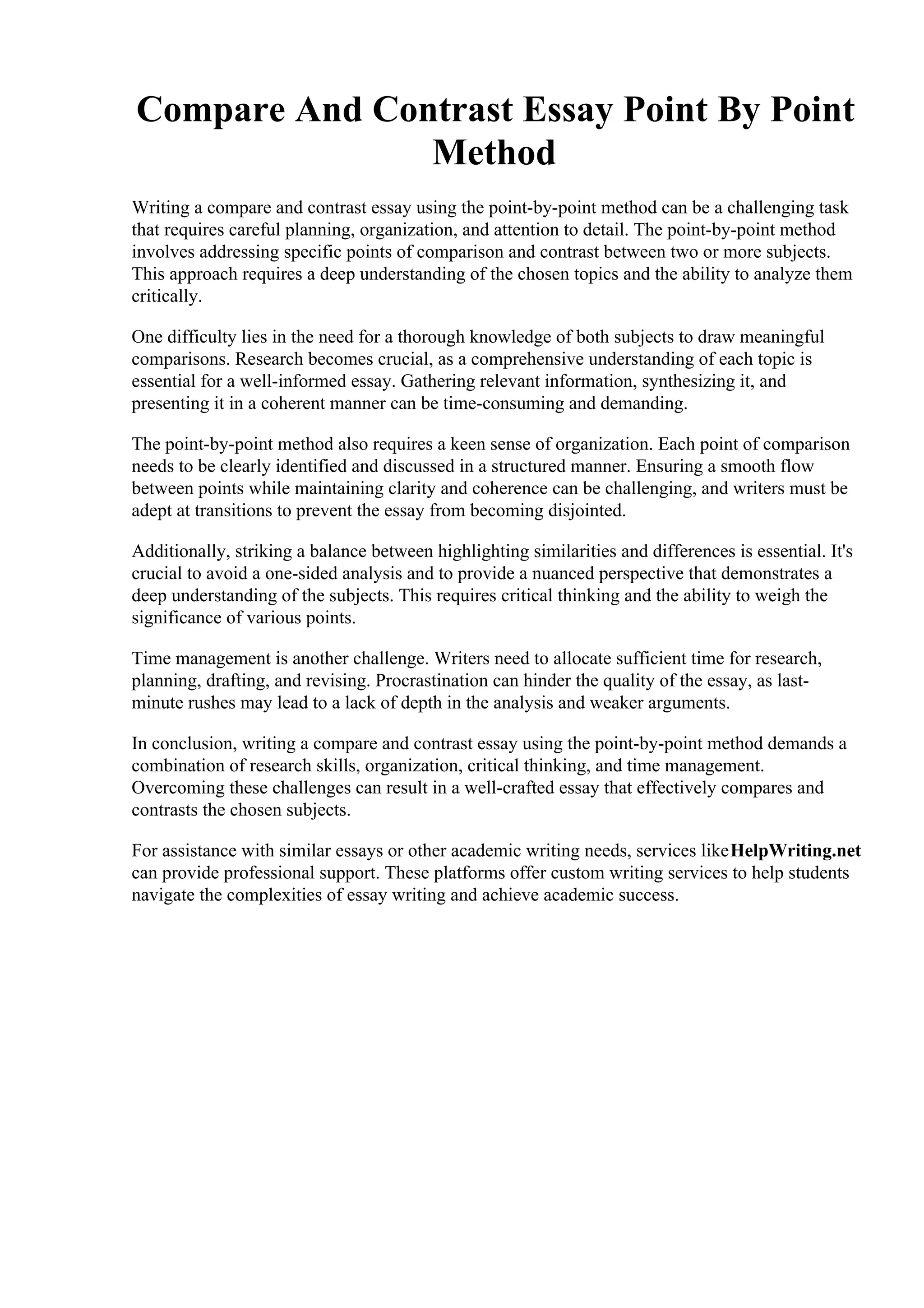 Compare And Contrast Essay Point By Point Method.pdf