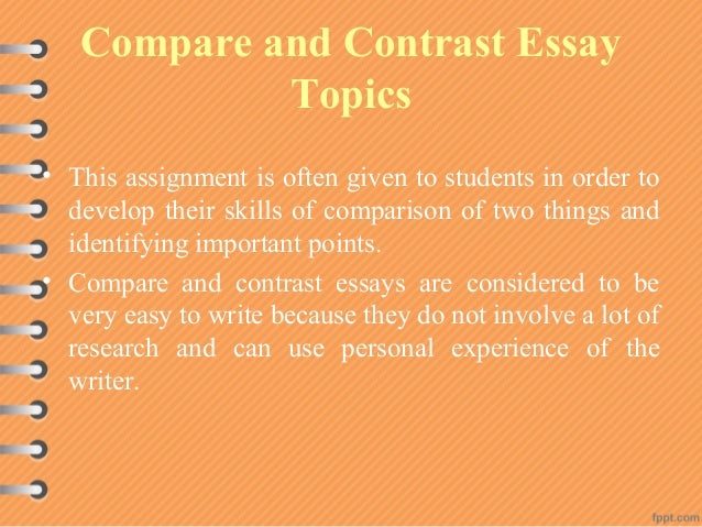 topics for compare and contrast essay