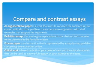 comparison and contrast essay topics for college