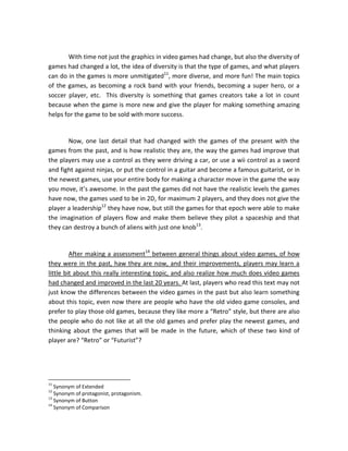 Compare and contrast essay video games