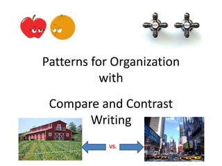 Patterns for Organization
with
Compare and Contrast
Writing
VS.
 