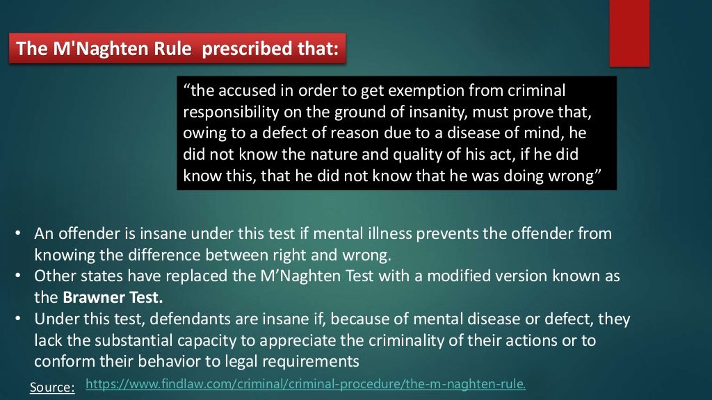 Compare and contrast the Mc Naughtan rule with the Durham rule