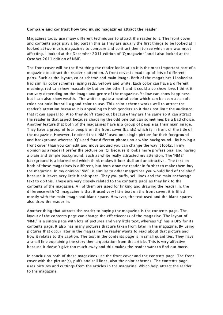 Discuss and compare 2 different front covers of magazines essay 06 picture