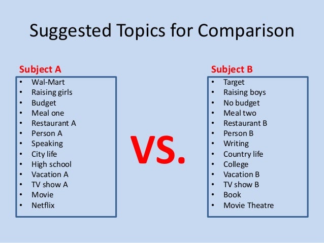two topics to compare