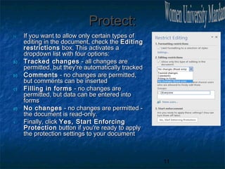 Compare and protect in ms word | PPT