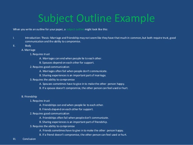 outline for a compare and contrast essay