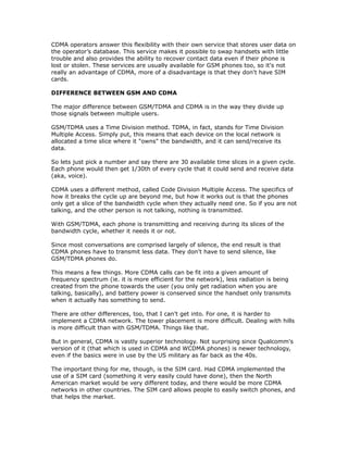 Compare gsm cdma | PDF