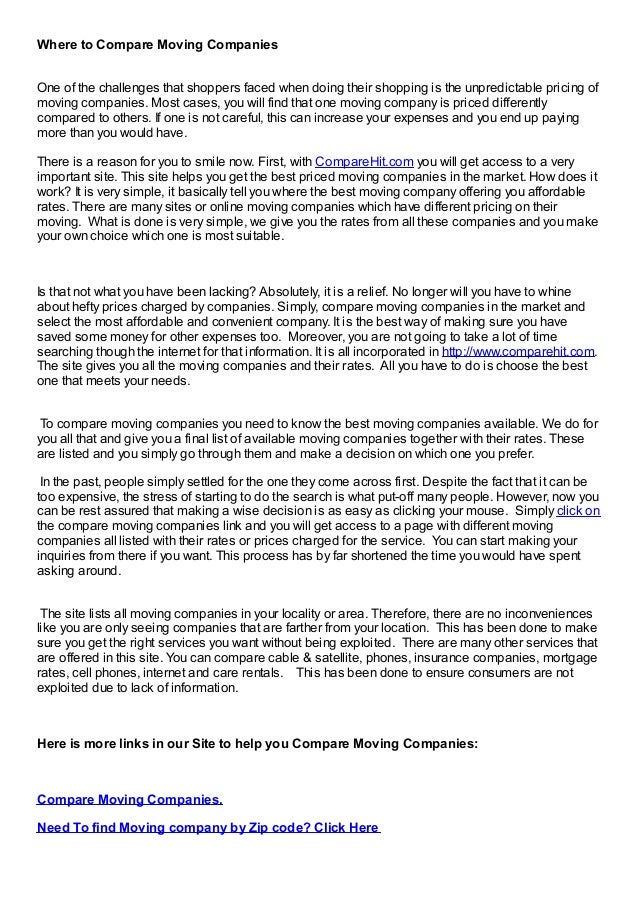 Just Compare Moving Company Best Moving Companies Directory