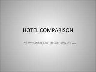HOTEL COMPARISON PREAWPRAN SAE-EAW, CORALIE CHAN SAO WA 