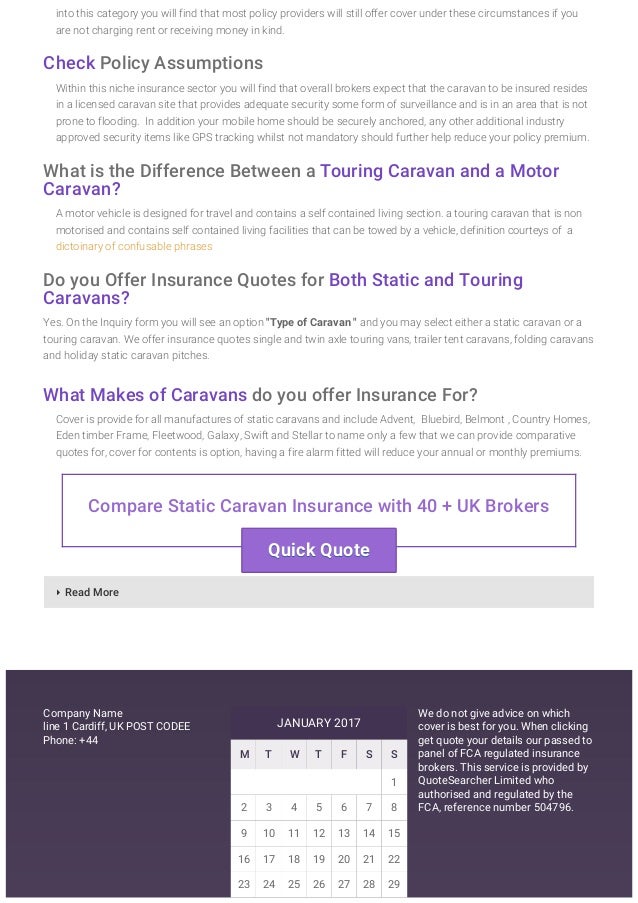 compare static caravan insurance
