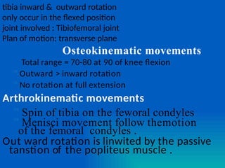 Comparetive anatomy & kinesiology of large important synovial joint of ...