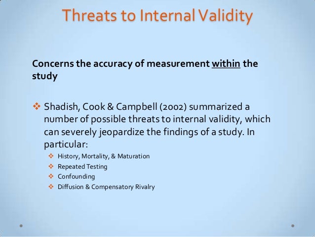 threats to validity and reliability threats to validity and reliability