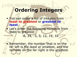 Comparing and Ordering Integers | PPT