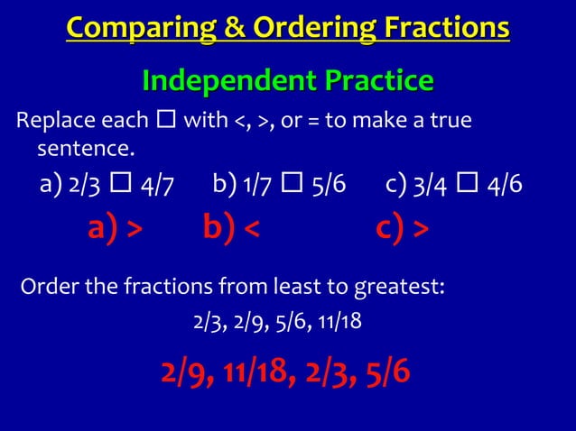 Comparing and ordering_fractions_powerpoint | PPT