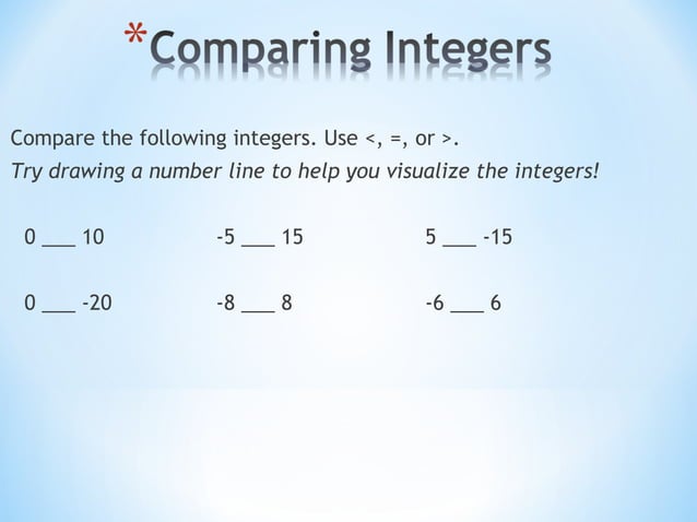 Comparing and ordering integers | PPT