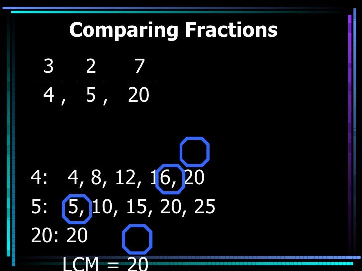 Comparing Fractions And Decimals