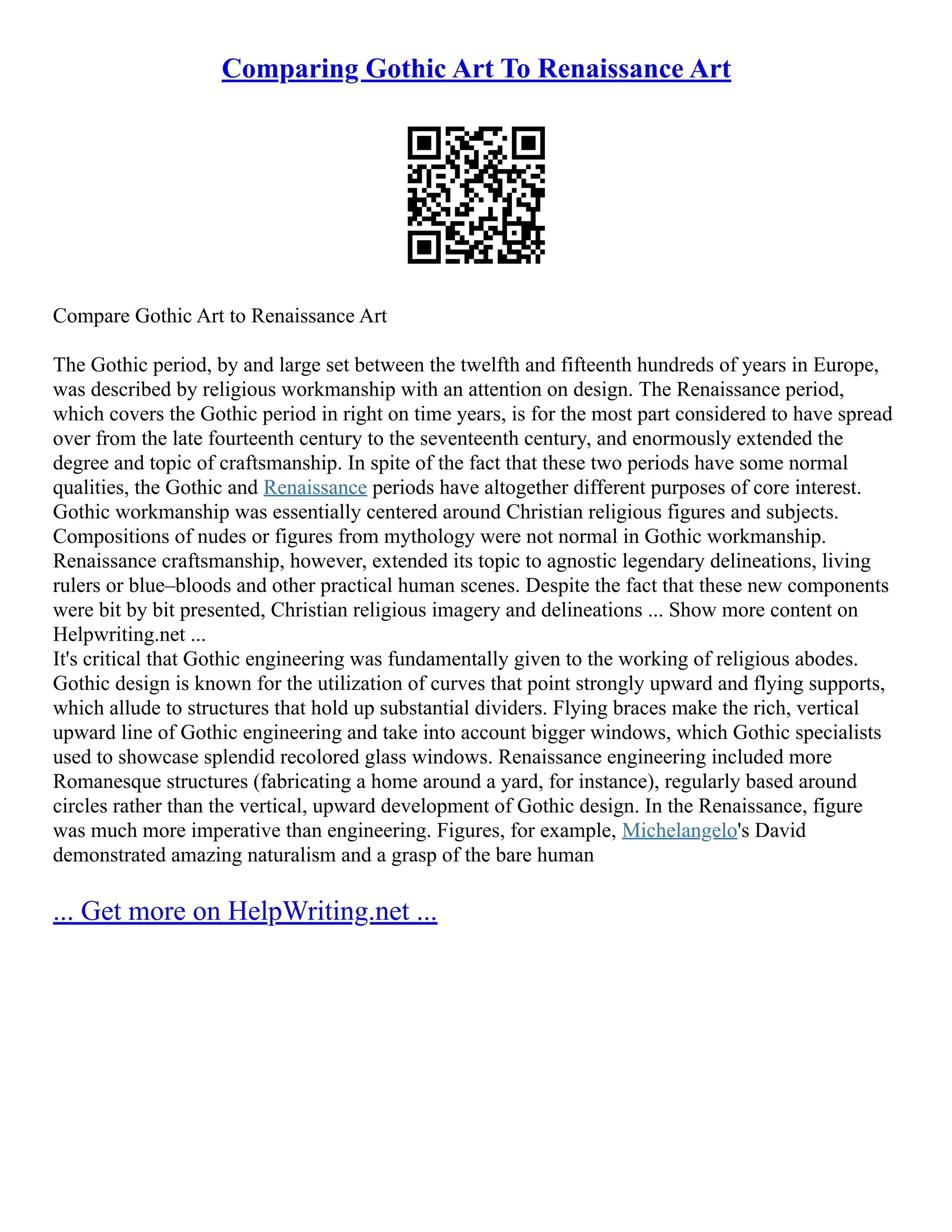 By Comparing The 17Th Reference: Comparing Gothic Art To Renaissance Art