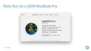 @mraible
Tests Run on a 2019 MacBook Pro
 