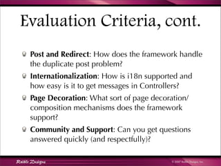 Comparing JSF, Spring MVC, Stripes, Struts 2, Tapestry and Wicket | PDF