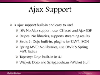 Comparing JSF, Spring MVC, Stripes, Struts 2, Tapestry and Wicket | PDF