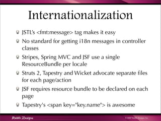 Comparing JSF, Spring MVC, Stripes, Struts 2, Tapestry and Wicket | PDF