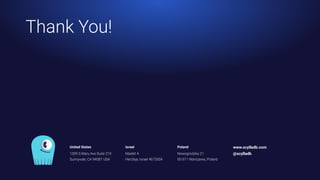 Nowogrodzka 21
00-511 Warszawa, Poland
United States
1309 S Mary Ave Suite 219
Sunnyvale, CA 94087 USA
Israel
Maskit 4
Herzliya, Israel 4673304
www.scylladb.com
@scylladb
Poland
Thank You!
 