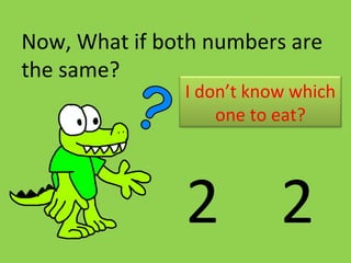2 2
Now, What if both numbers are
the same?
I don’t know which
one to eat?
 