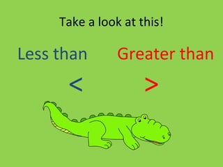 Take a look at this!
Less than Greater than
< >
 