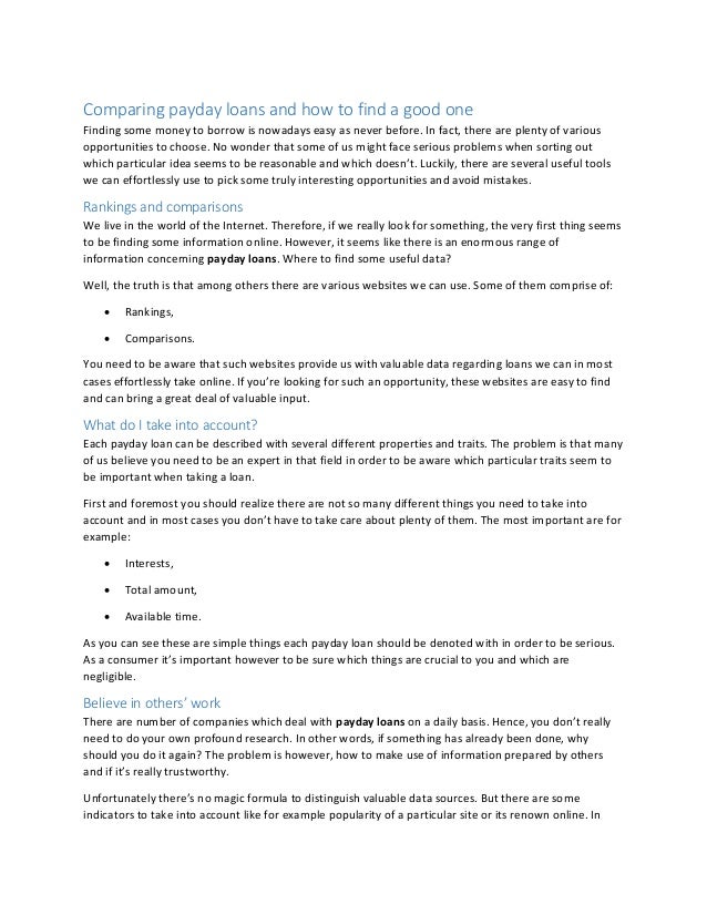 comparing loans