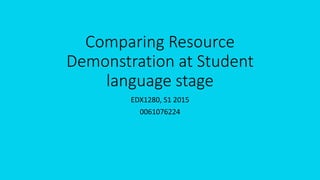 Comparing Resource
Demonstration at Student
language stage
EDX1280, S1 2015
0061076224
 