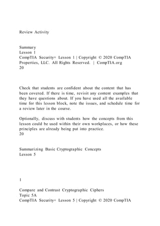 Comparing Security Roles and Security Controls Lesson 1 | DOCX