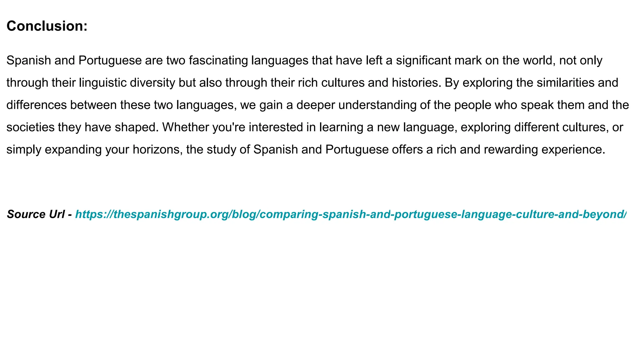 Comparing Spanish and Portuguese Language, Culture, and Beyond PPT