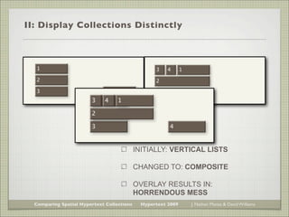 II: Display Collections Distinctly




                                            INITIALLY: VERTICAL LISTS

            ...