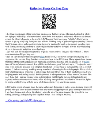 Blue Zone Script Examples Comparing The Five Blue Zones | PDF